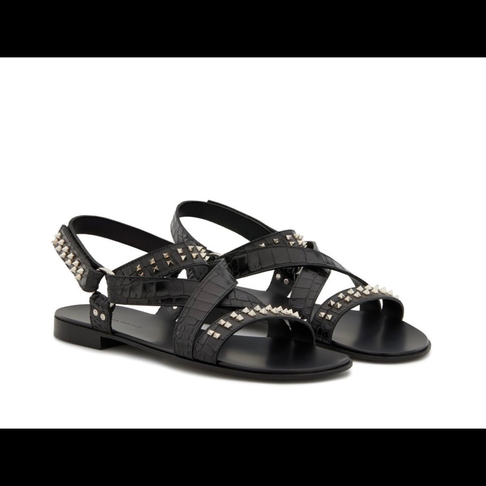 Giuseppe Zanotti Men's Liam Studs - Black - Flip-flops/Sandals (USED)